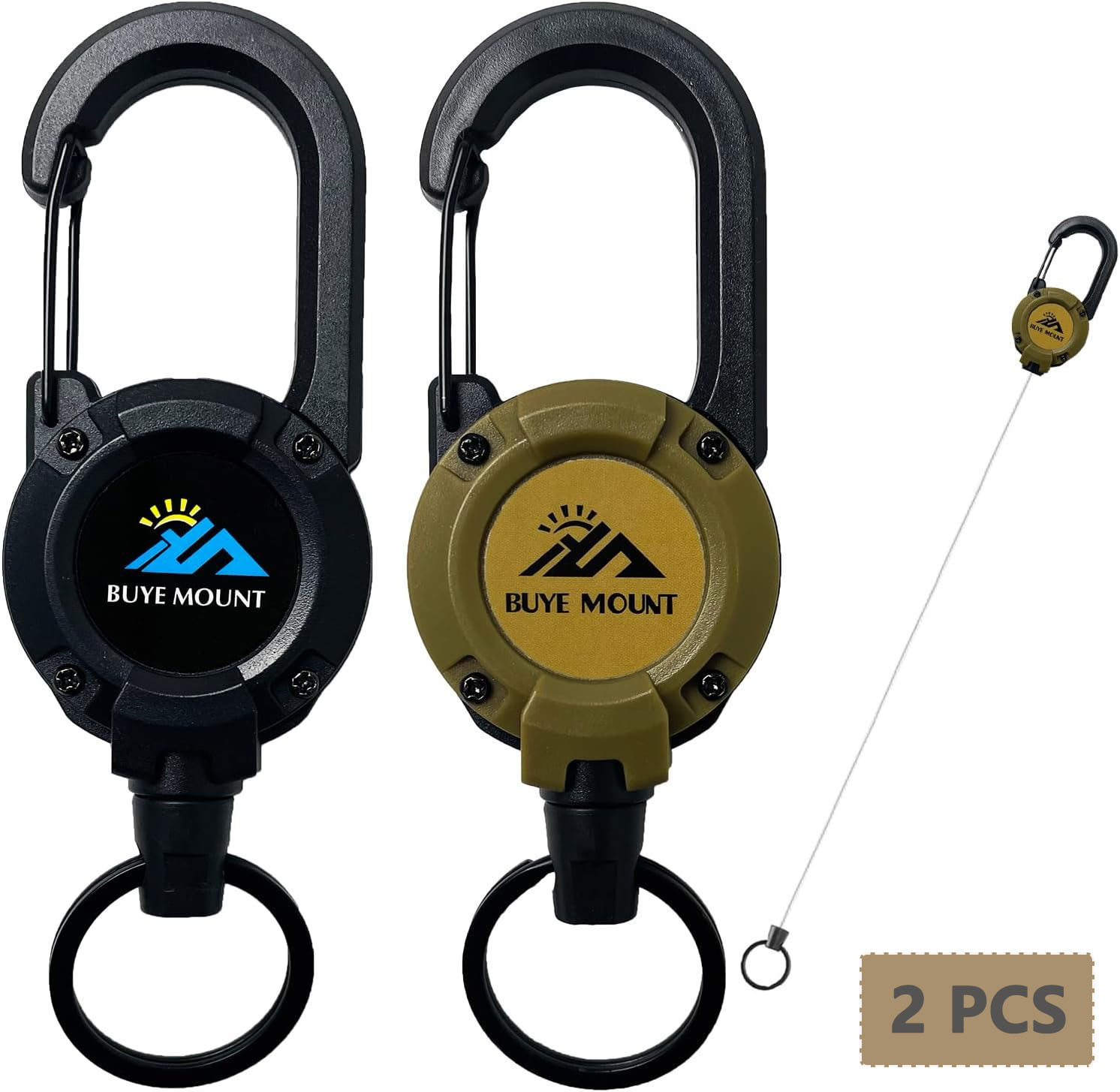 Conventional Reel - 2-pack stevige intrekbare sleutelhangers, tactische ID-badgehouder